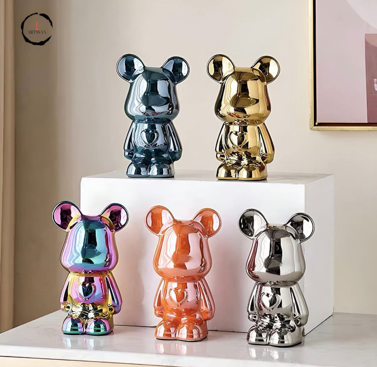 Colorful Ceramic Bear Sculpture