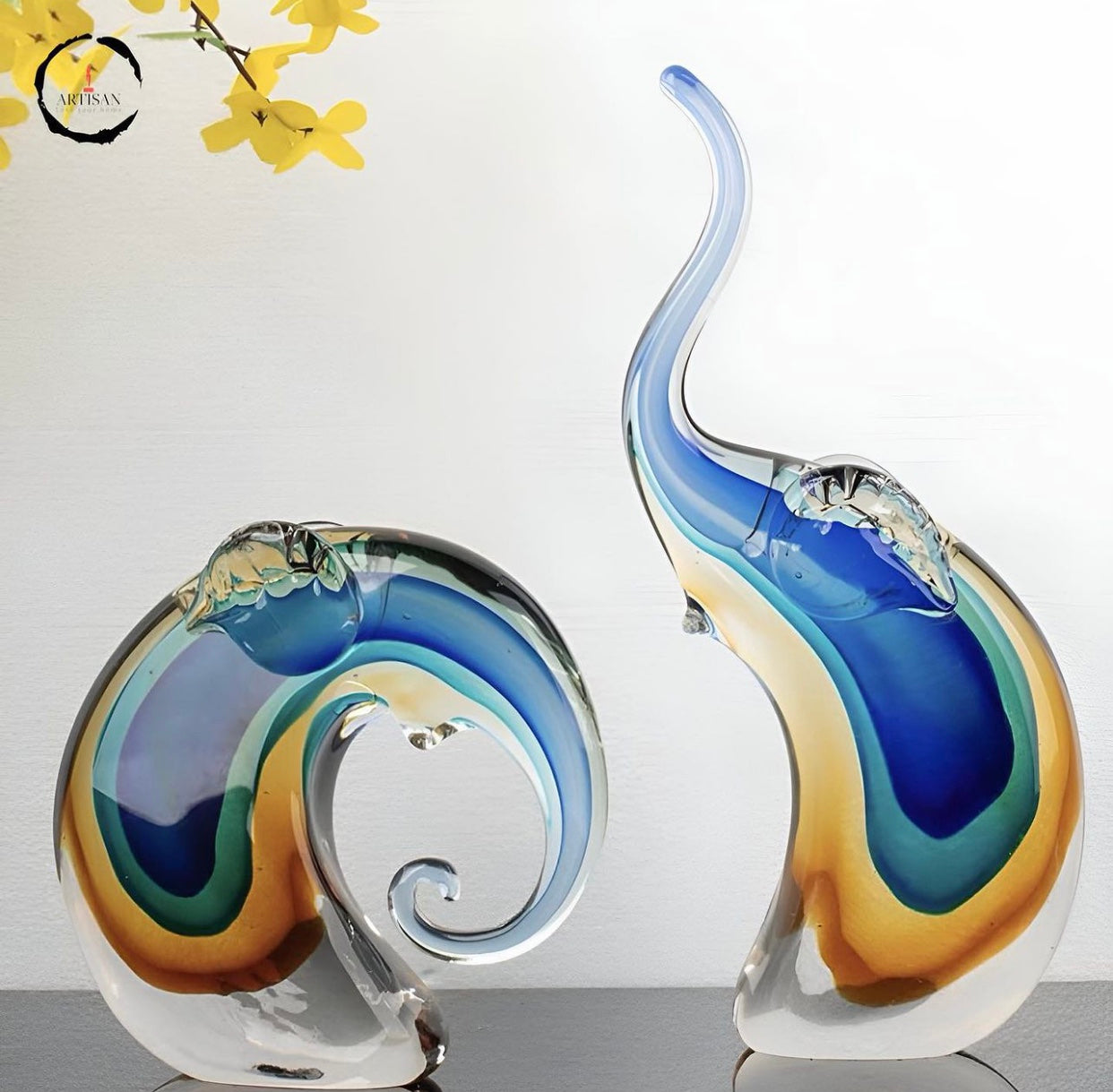 Creative glass Elephant Figurines