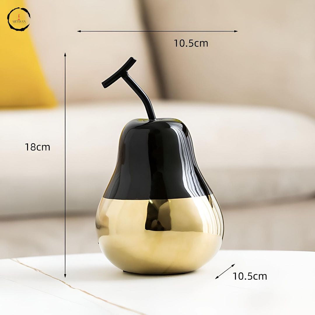 Black & Gold Pear Ceramic Figurine