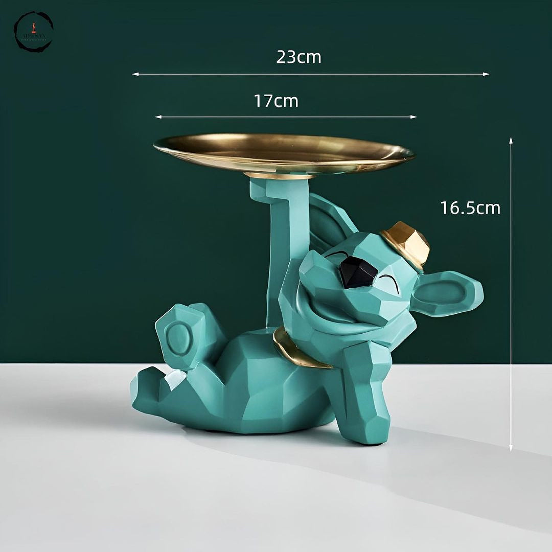 Geometric Dog Figurine With Tray Storage