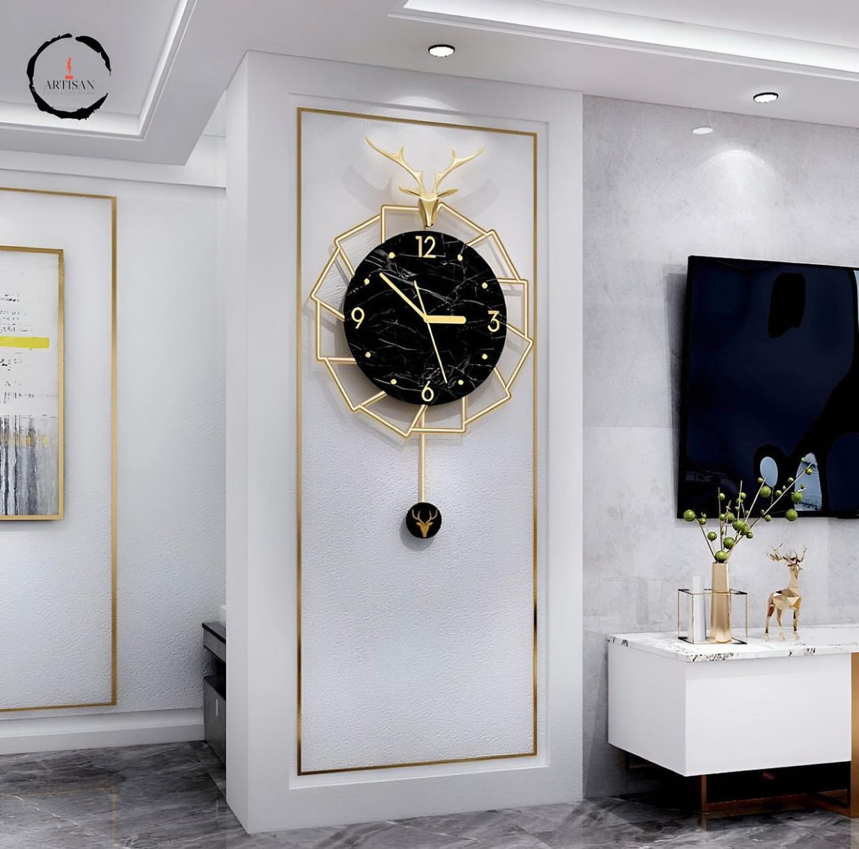Creative Gold Deer Wall Clock