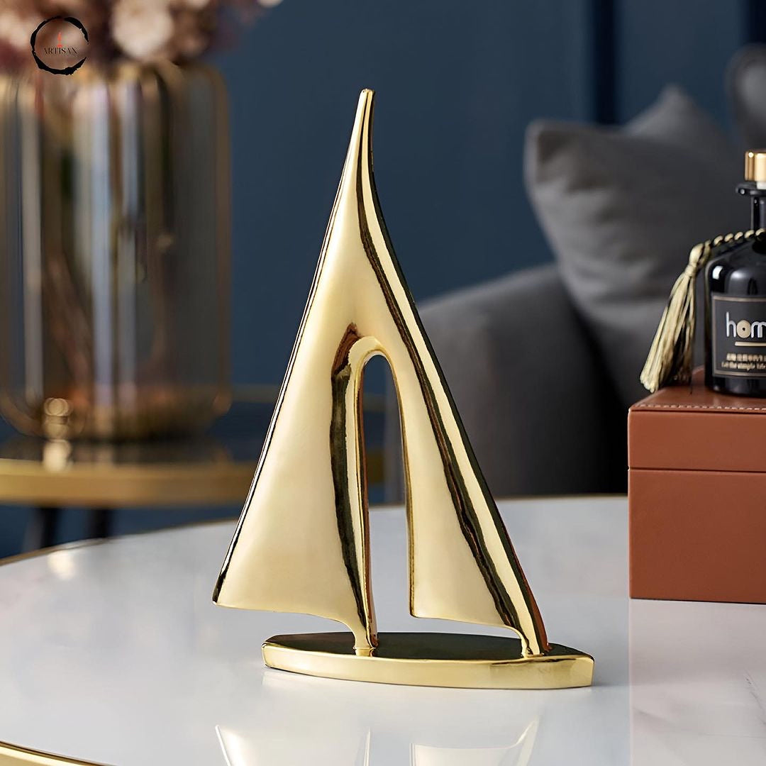 Golden Sailboat Figurine