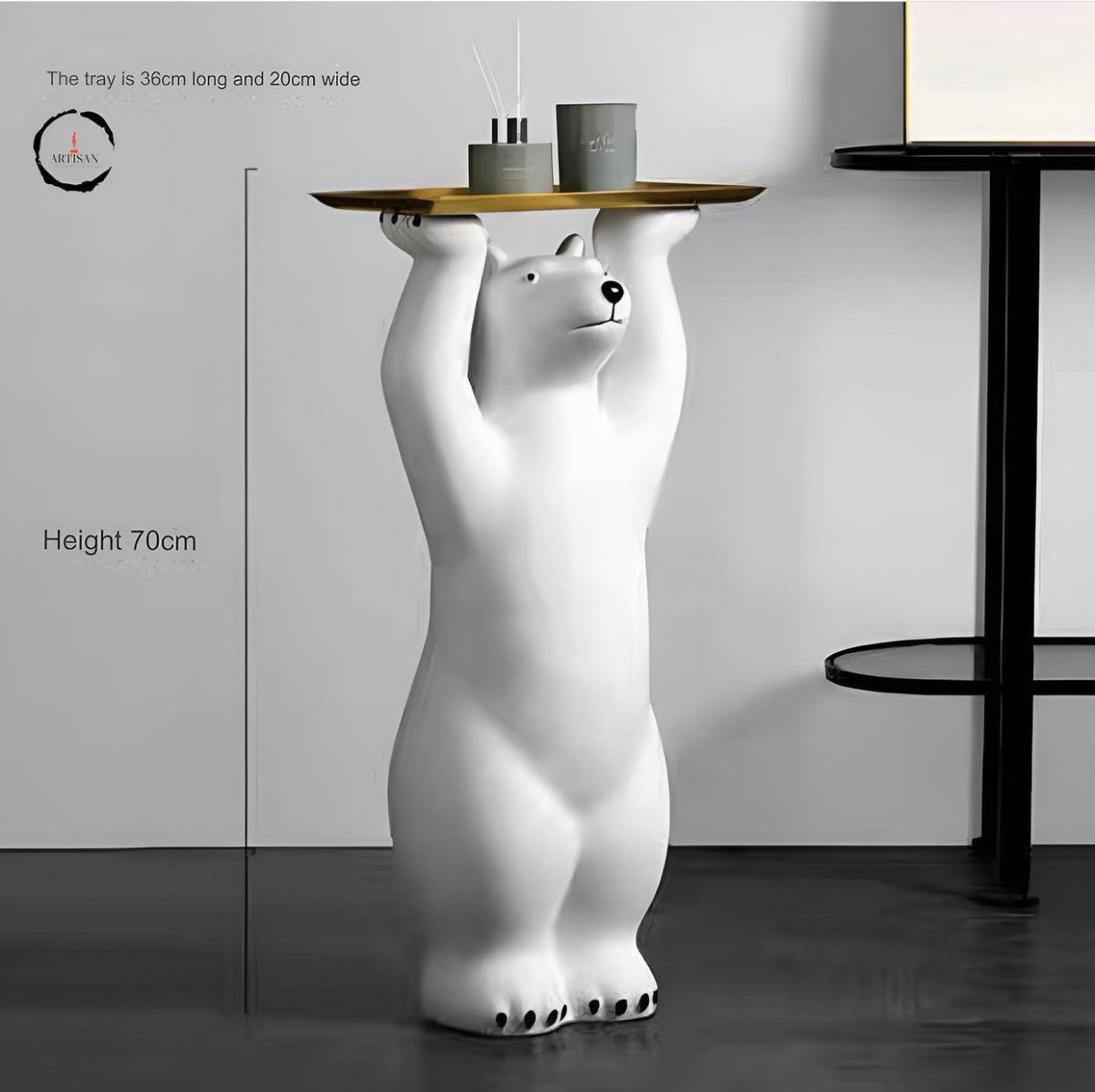 Resin Polar Bear With Tray