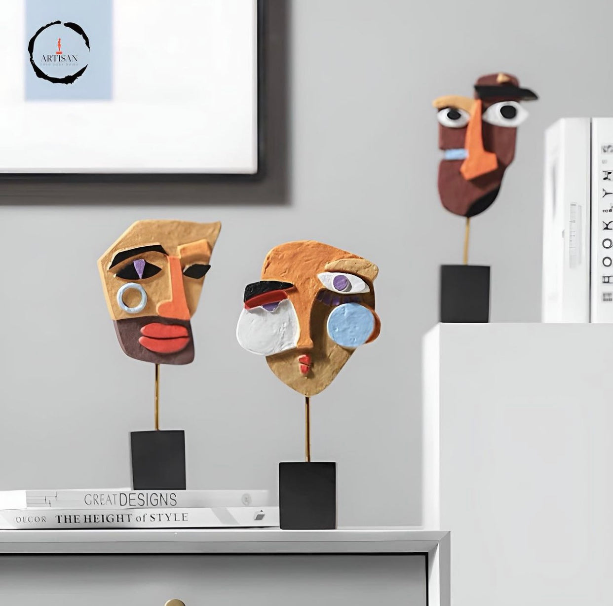 Nordic Style Face Art Resin Statue