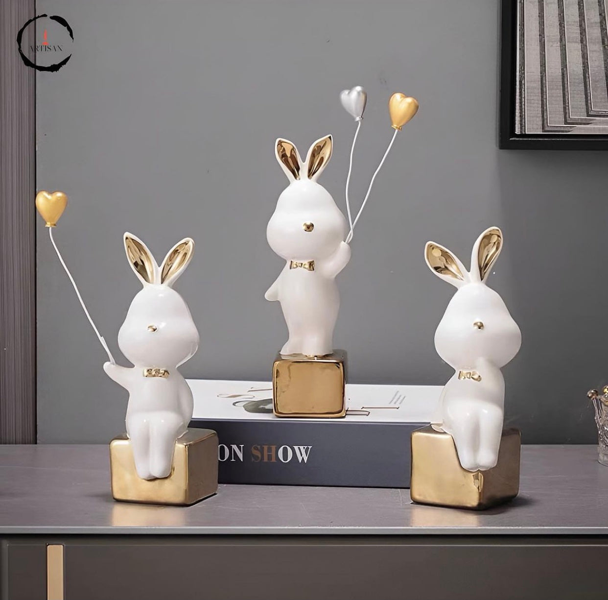 Gilded Ceramic Rabbit Ornament