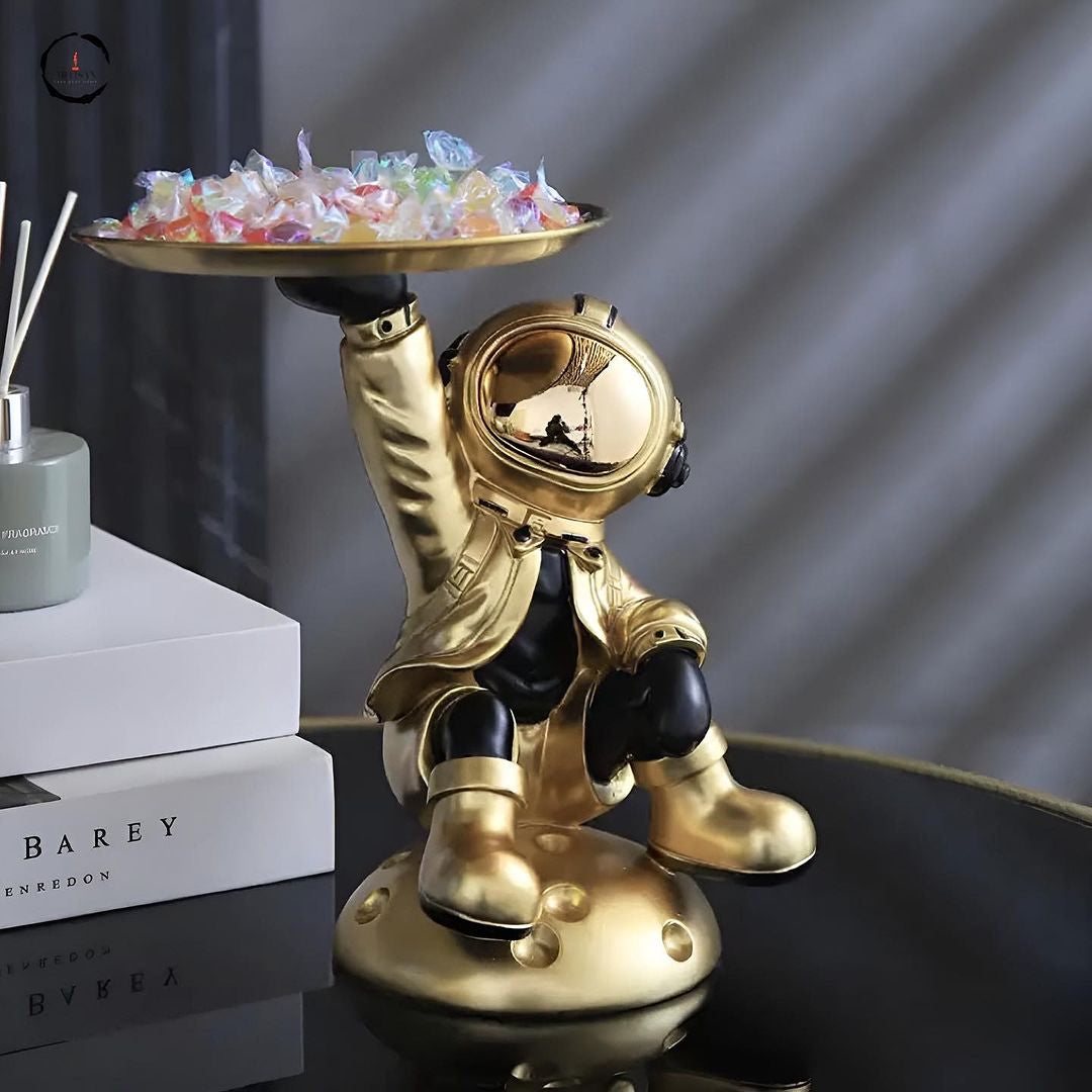Astronaut Holding Tray Figurine