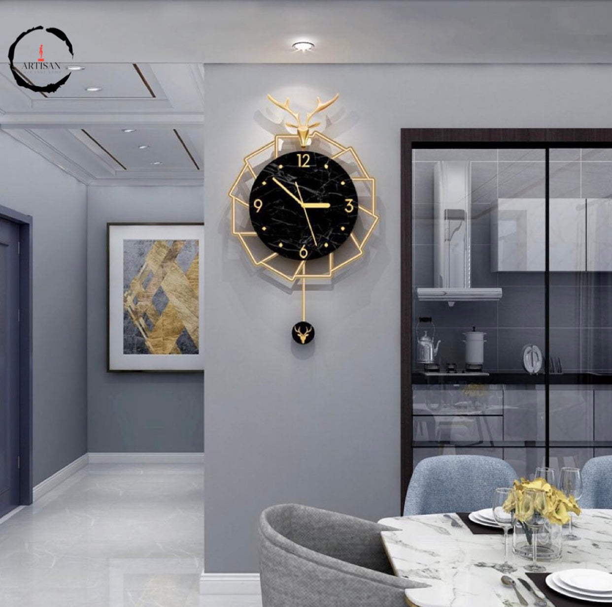 Creative Gold Deer Wall Clock