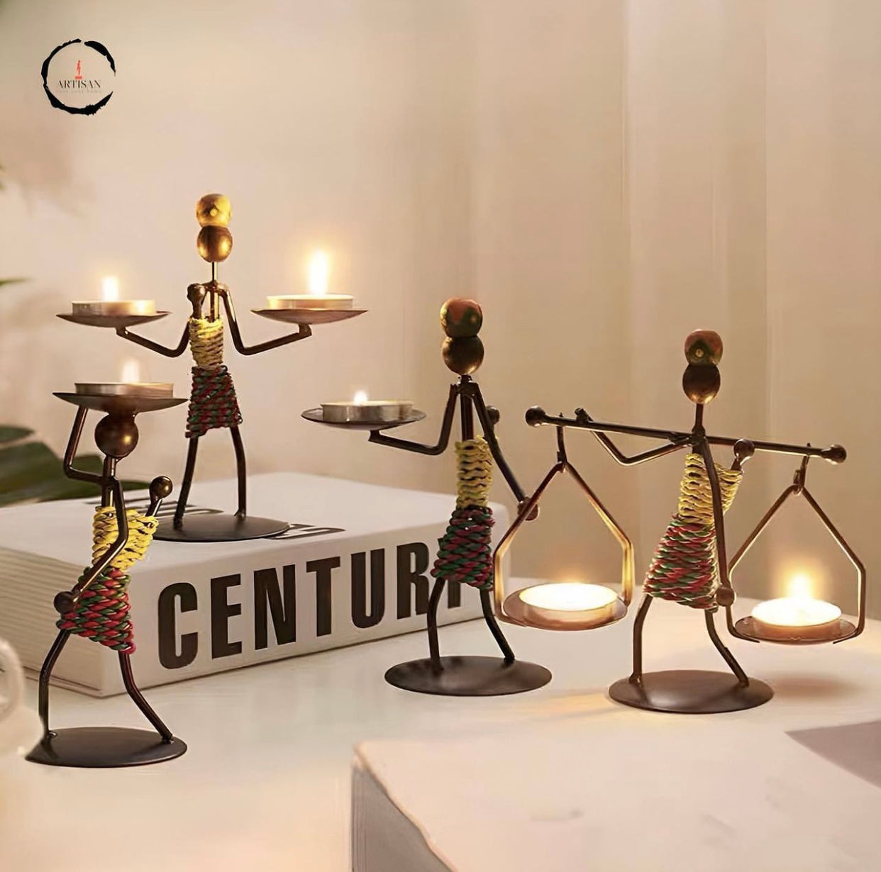 Iron Art CandleStick Human Shape