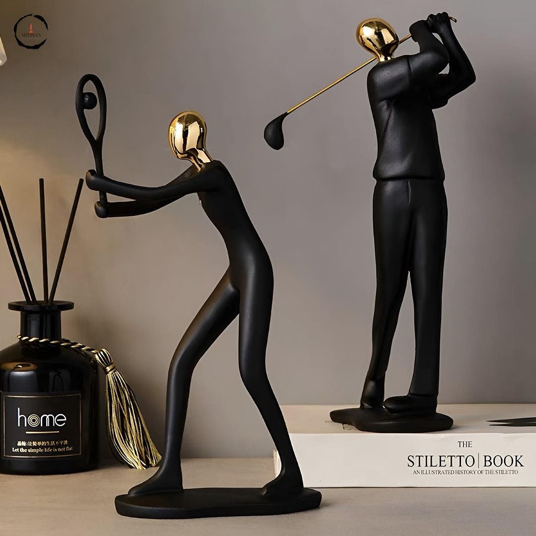 Golfer & Tennis Player Figurines