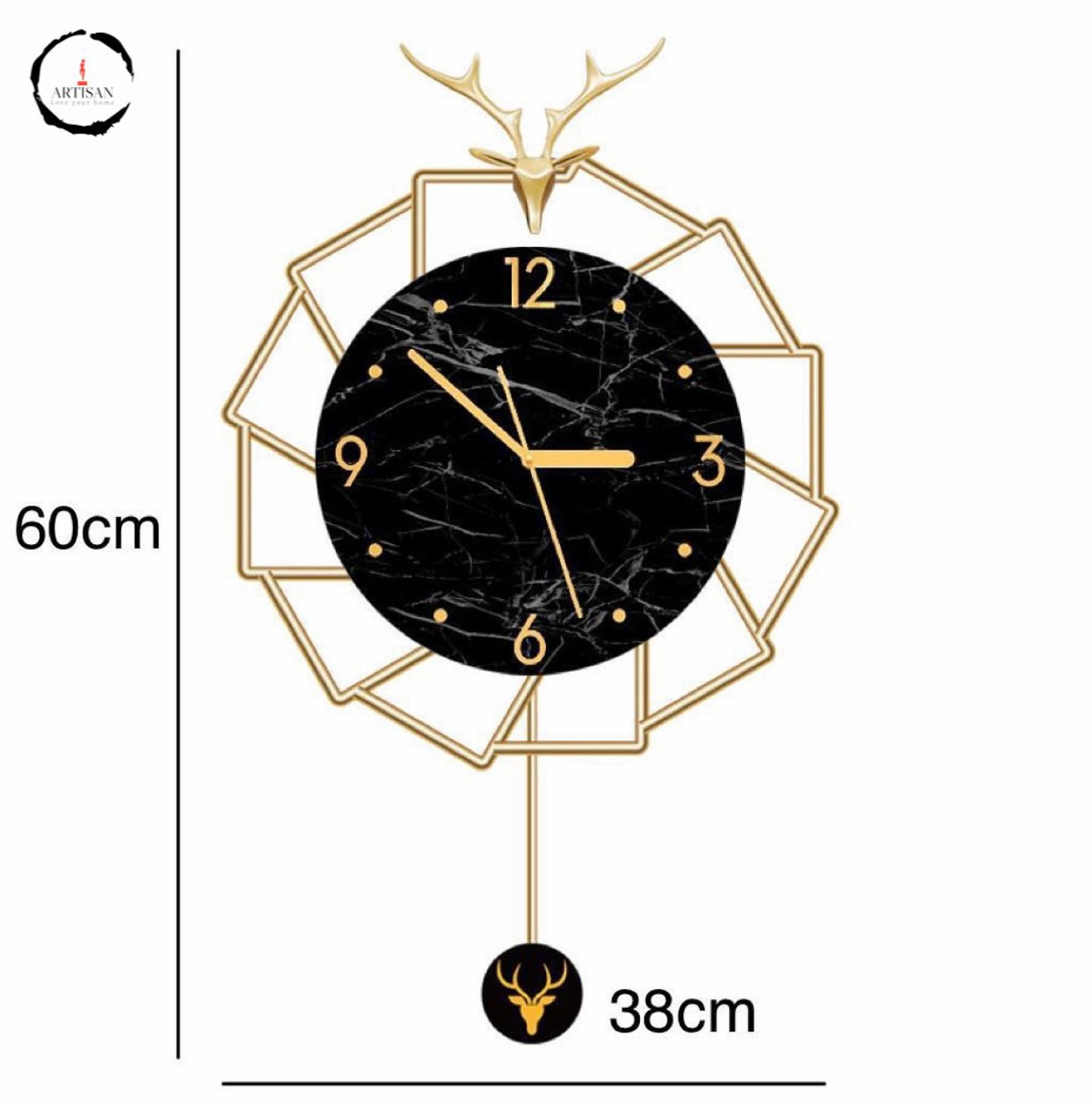 Creative Gold Deer Wall Clock