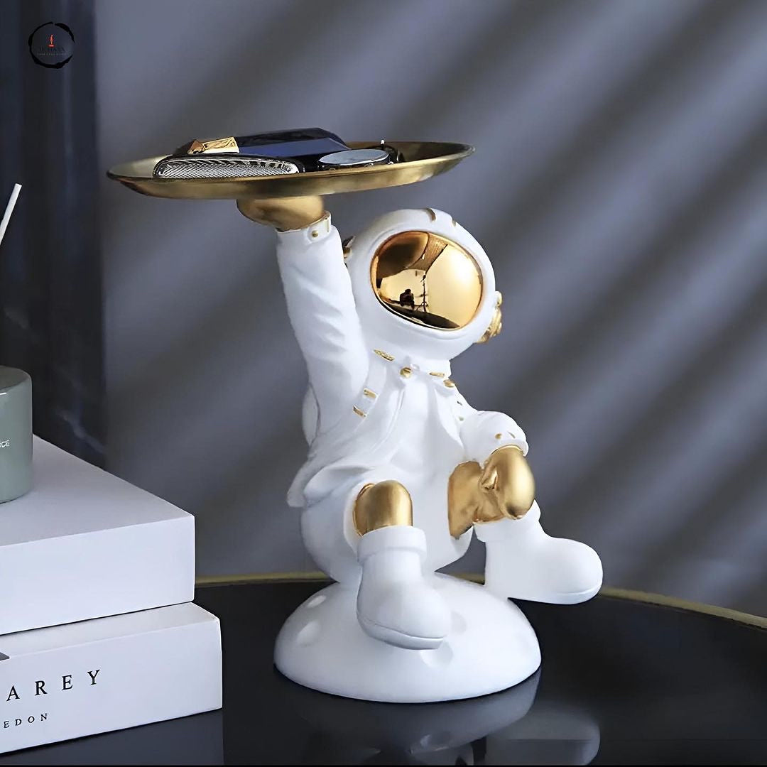 Astronaut Holding Tray Figurine