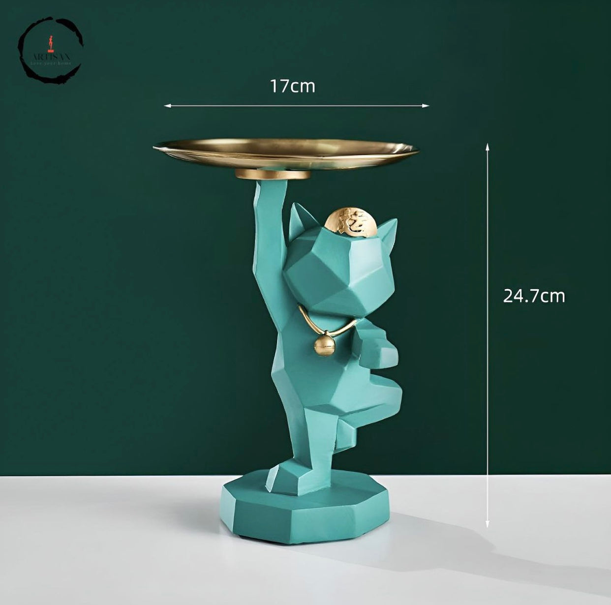 Geometric Dog Figurine With Tray Storage