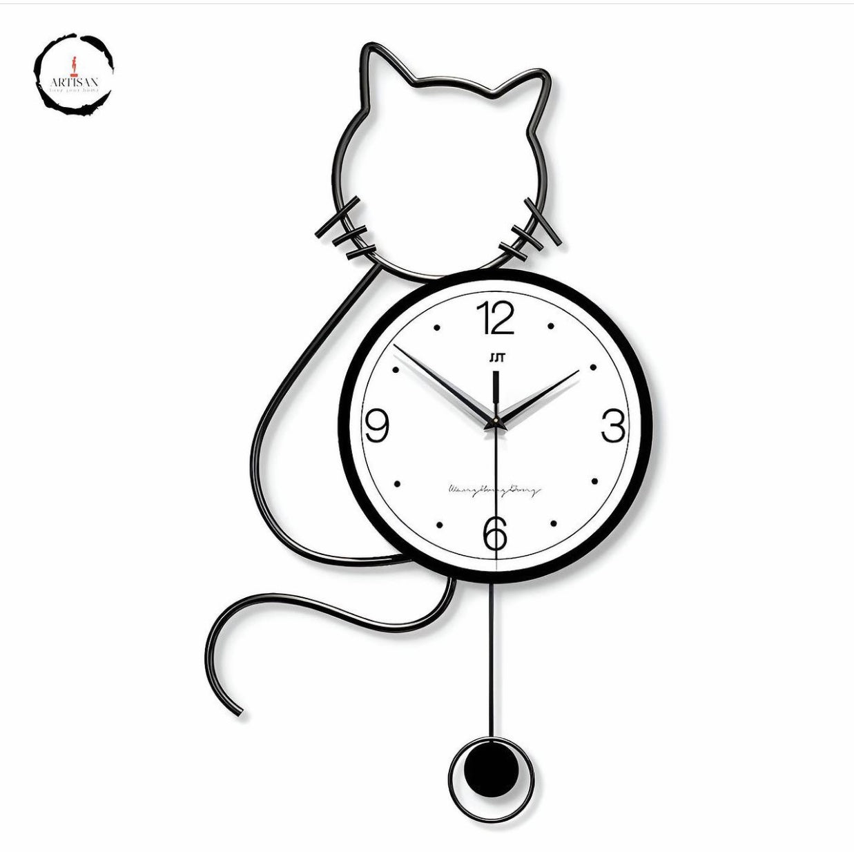 Large Cute Cat Wall Clock