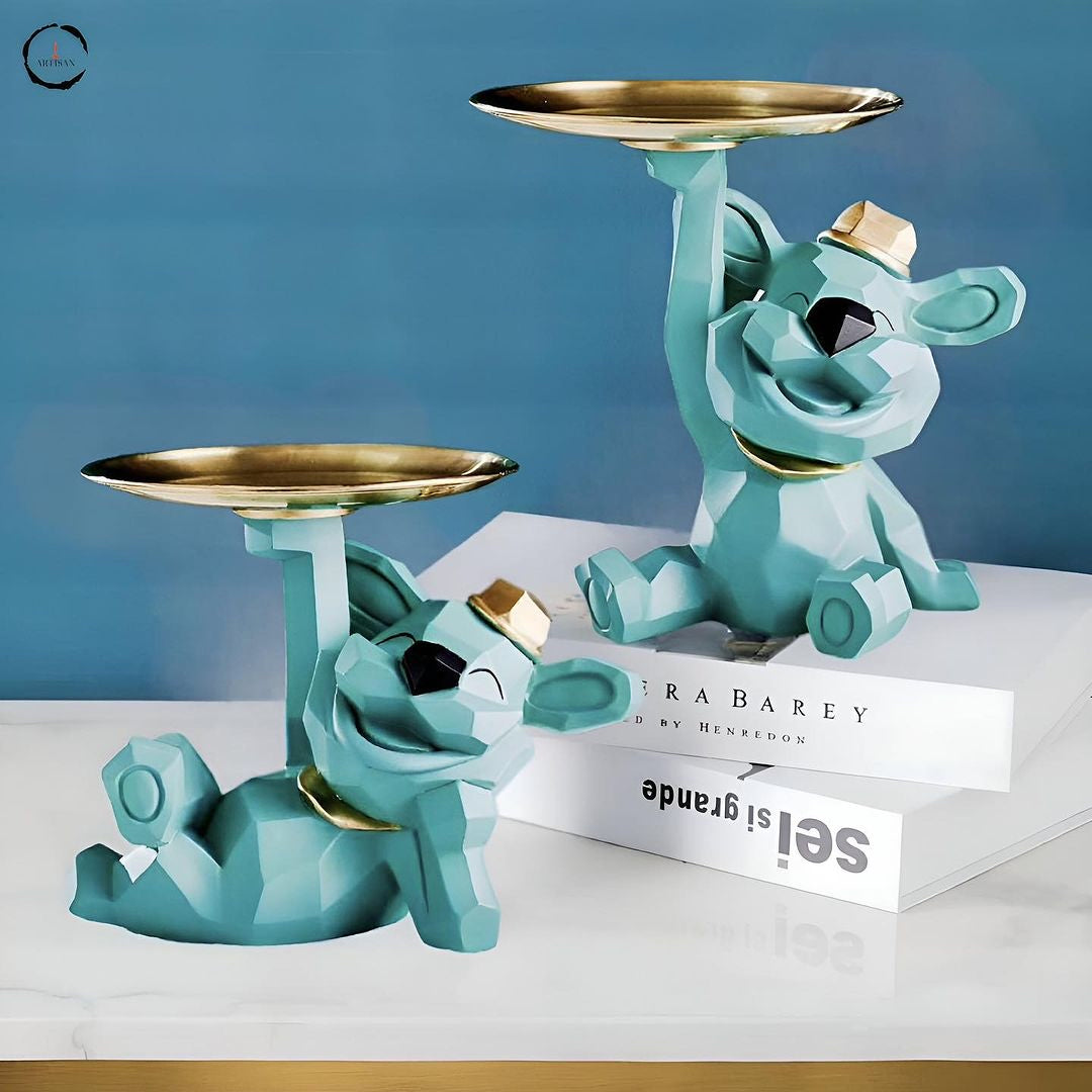 Geometric Dog Figurine With Tray Storage
