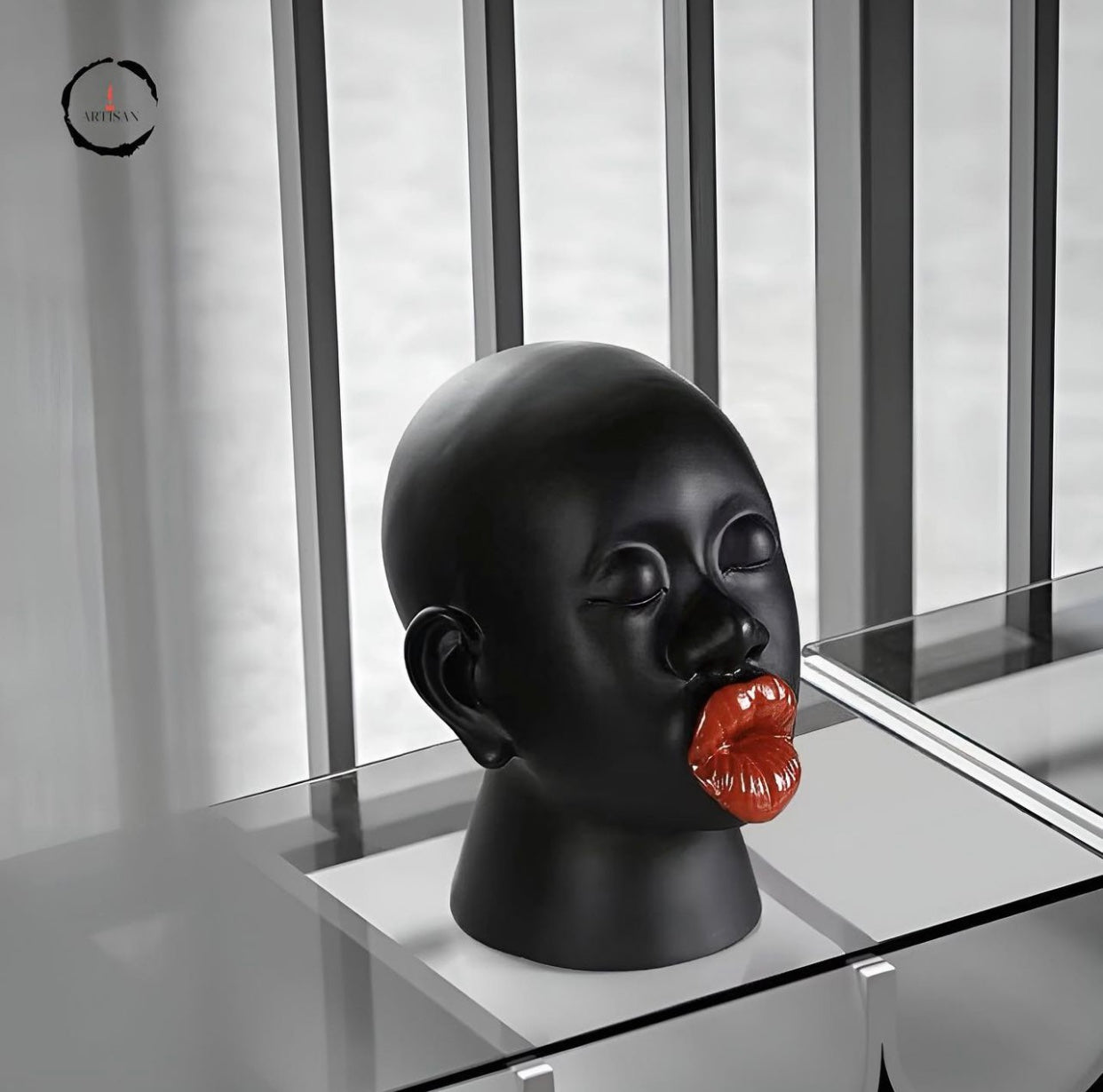 Big Red Lipstick Resin Statue