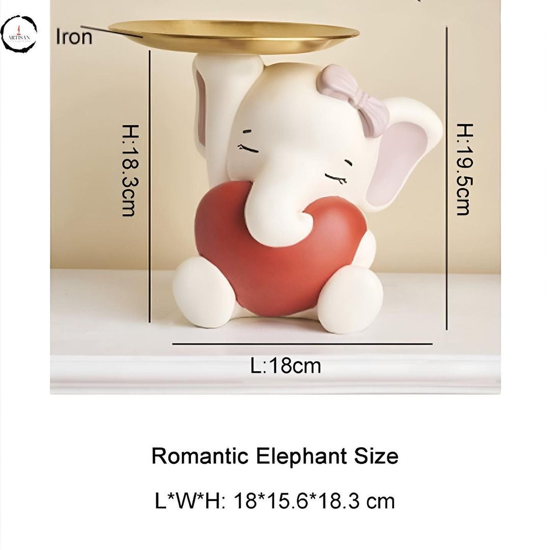 Cute Elephant Figurine Holding Tray